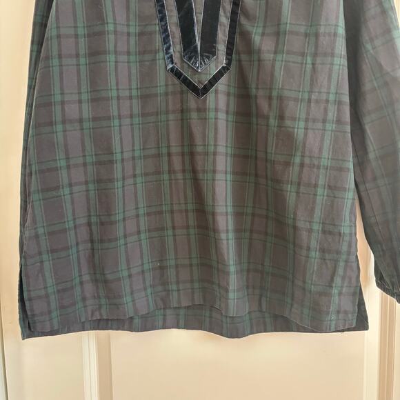 J crew Women’s Velvet-trimmed V-neck tunic in Black Watch Tartan Holiday M - Picture 5 of 10